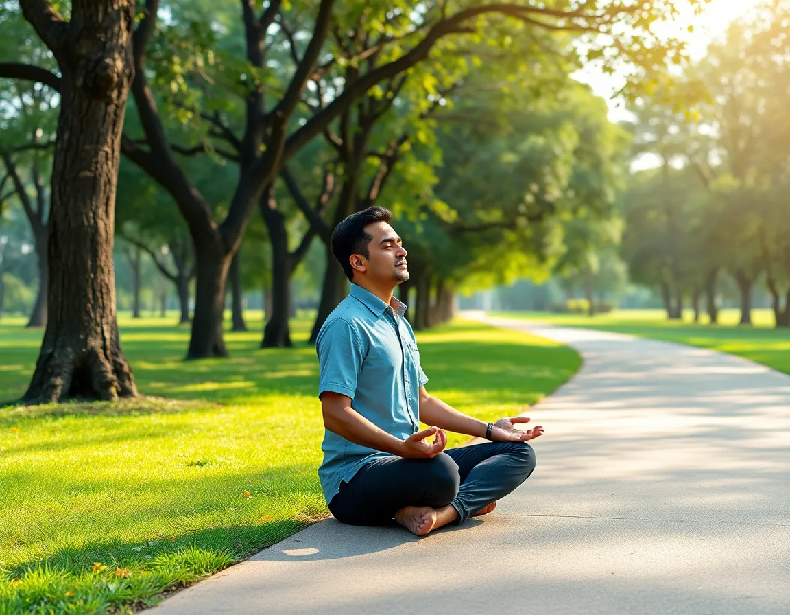 Person meditating in a quiet park