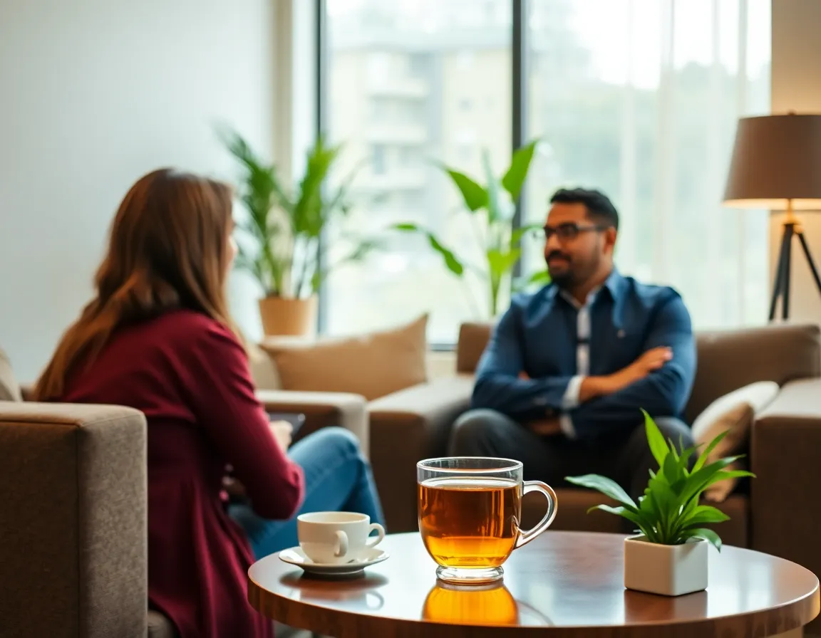Wellness coaching in a comfortable setting with a cup of tea